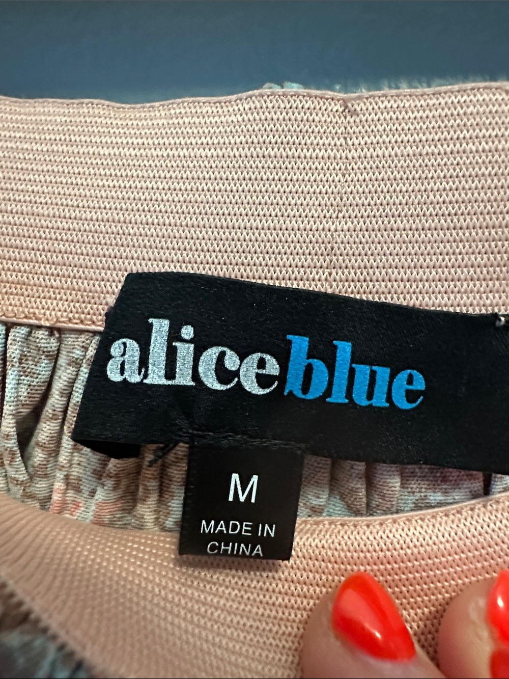 Alice Blue Floral Pleated Maxi Skirt with Peach Lace Hem - Picture 2 of 4